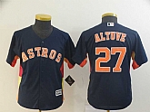 Youth Astros 27 Jose Altuve Navy Cool Base Jersey,baseball caps,new era cap wholesale,wholesale hats